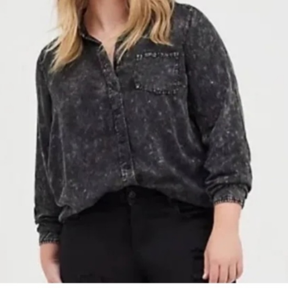 Grey Acid wash Button down